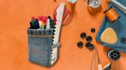 Cose un hermoso porta lápices con unos jeans y un truco de costura en casa