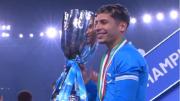Mathías Olivera logró este lunes su tercer título con Napoli y festejó con todo; mirá el video