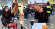Laurys Dyva captó la atención del público londinense con un enorme croissant