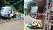 Choque entre un camión y un utilitario en Ruta 40: uno de los conductores quedó atrapado