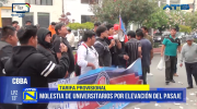 Universitarios de la UMSS protestan por alza de pasajes en Cochabamba