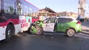 Patrulla de Carabineros choca a bus RED en Pudahuel: hay dos funcionarios lesionados