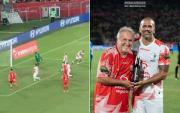 Verón estuvo en el juego de las estrellas en Brasil y metió un gol en el Maracaná