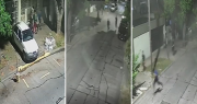 Video: en la zona del Parque San Martín, cinco delincuentes intentaron forzar un portón y quedaron grabados