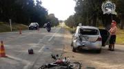Joven de 20 años está grave tras chocar en moto contra un auto en ruta de Canelones