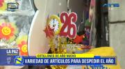 Gran variedad de productos para Año Nuevo en la calle Illampu