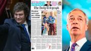 Milei celebró que salió en la tapa del diario británico Telegraph