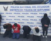 Policía detuvo a cinco sospechosos por secuestro y también el robo de un vehículo en Quito