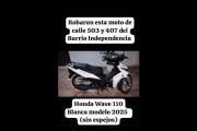 Sustraen una Honda Wave blanca en el barrio Independencia