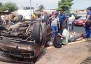 Dos heridos dejó vuelco de un carro en la C-1 la tarde de este 1-Ene