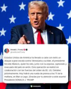 Trump anuncia en su red social que EEUU ha capturado a Nicolás Maduro y a su esposa, Cilia Flores