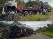 Dos muertos en choque entre un tractocamión y un cisterna