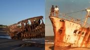 Histórico barco encallado hace 50 años emergió tras fuerte temporal en La Pedrera
