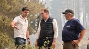 Diego Santilli viajó a Chubut y recorrió la zona de incendios junto al gobernador, Ignacio Torres