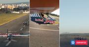 Otra hazaña de Red Bull: ciclistas remolcan un avión planeador hasta su vuelo usando solo energía