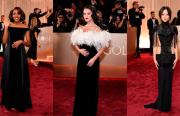 Entre transparencias y sobriedad: contraste en la alfombra roja de los Globos de Oro