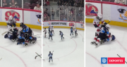 Tuvo de todo: juveniles protagonizan salvaje pelea durante medio tiempo en duelo de hockey de la AHL