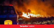 Incendio de pastizales en zona rural