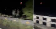 Filmaban la luna roja en la Ruta 7 y una aparición los dejó paralizados