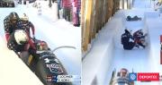 El papelón del equipo de bobsleigh de EEUU: tres participantes cayeron de trineo en solo 5 segundos