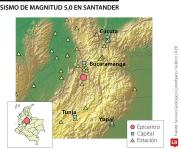 Se reportó un sismo de magnitud 5,0 en Santander durante la madrugada de hoy