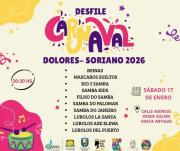 Dolores: Recorrido de desfile de Carnaval, libre de vehículos estacionados sobre calle Asencio desde plaza Artigas a plaza Constitución