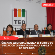 Órgano Electoral realiza el sorteo de ubicación de franjas para la papeleta de sufragio
