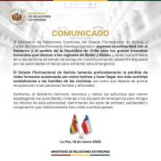 Bolivia expresa solidaridad con Chile por incendios forestales