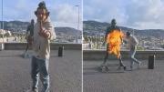 Video viral: Incendiaron la estatua de Cristiano Ronaldo