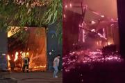Enorme incendio en Salto: se quemó galpón de acopio de mercadería y hubo pérdidas totales