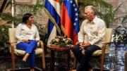 Miguel Díaz-Canel le expresó a Delcy Rodríguez la decisión de fortalecer relaciones con Venezuela