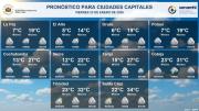 Pronostican lluvias y contrastes térmicos en capitales del país este viernes 23 de enero