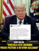 Trump dice que Venezuela está liberando presos políticos a un ritmo acelerado mientras ONGs denuncian lo contario