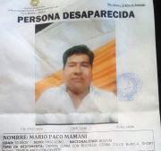 Buscan a Mario Paco Mamani, desaparecido desde la madrugada del 26 de enero en Montero