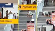 Se tiró por una escalera: Video muestra a hombre en estado de ebriedad protagonizando escándalo en aeropuerto de Antofagasta