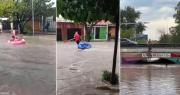 Imprudencia en Mendoza: se arrojaron al agua y anduvieron en kayak en plena tormenta