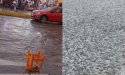 Intensas lluvias con granizada en La Paz y El Alto dejan calles casi inundadas