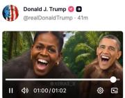 Indignación en EE. UU. por posteo de Trump que muestra a los Obama como simios