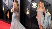 Plumas, brillos y transparencias, protagonistas de la alfombra roja de los Grammy