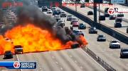 Impactante explosión de un auto paralizó una autopista en Estados Unidos