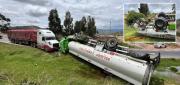 CHOQUE ENTRE CAMIÓN CISTERNA Y TRACTOCAMIÓN DEJA UN HERIDO EN LA CARRETERA COCHABAMBA–ORURO