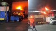 Violento incendio afecta locales de la Vega Central: Bomberos trabaja en controlar el siniestro