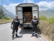 Retienen camión con producto forestal 