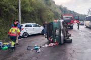 Cinco heridos y cierre vial en la av. Simón Bolívar, Quito, este domingo 15 de febrero de 2026