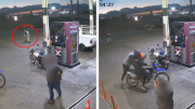 Video: el momento en que dos policías repelen rapiña en estación de servicio y le disparan a los delincuentes
