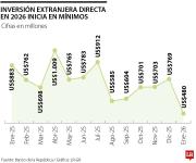 La inversión extranjera directa en enero cayó 47% frente al mismo periodo de 2025
