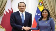Delcy Rodríguez recibe al primer ministro de Catar: Fotos