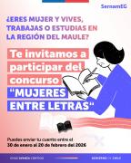 SernamEG Maule convoca a Segunda Versión de Concurso Literario “Mujeres Entre letras” en el contexto del Mes de la Mujer