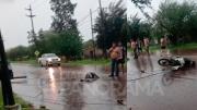 Una motociclista sufrió heridas al derrapar en medio de la tormenta