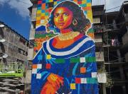 Óscar Olivares inauguró el mural con tapas plásticas más alto del mundo en El Salvador